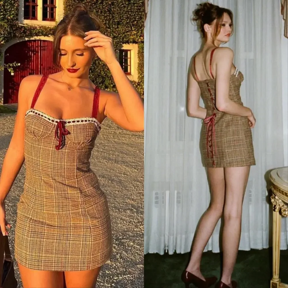 with jean brown corset dress Scarlett Dress